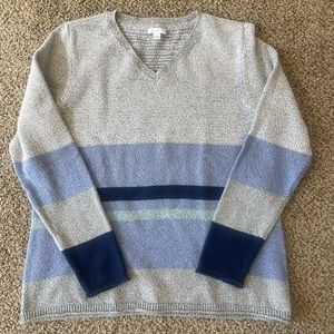 J. Jill V Neck Striped Sweater